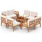 Costway 10 PCS Acacia Wood Patio Furniture Set with Cushions and 2-Tier Coffee Table
